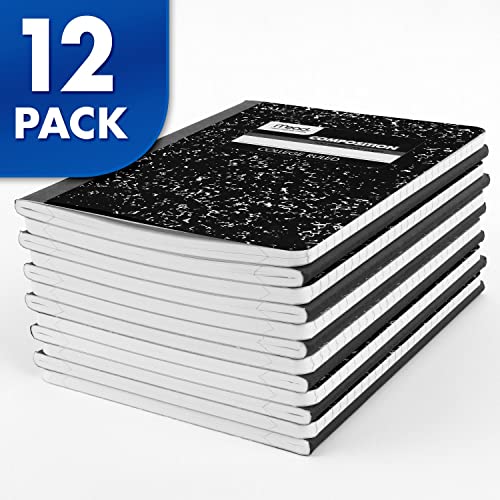 Mead Composition Notebook, 12 Pack, College Ruled Paper, 7-1/2" x 9-3/4", 100 Sheets per Comp Book, Black Marble (72938) - color: Black, size: Pack of 12