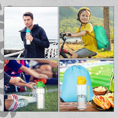 40 Pcs 17 oz Plastic Water Bottles Bulk and Drawstring Backpack Set for Back to School Gifts Reusable Flip Top Leakproof Water Bottles with Handle Adults Sports Gym Travel Outdoor(Stylish) - color: Stylish