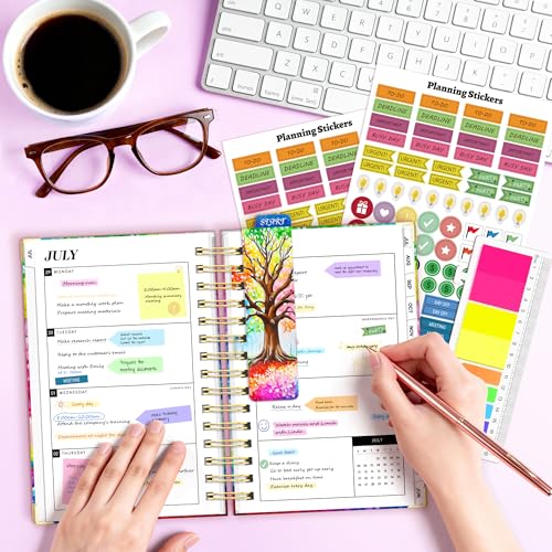 Academic Planner 2026-2027, 18 Months Weekly & Monthly Calendar Planner | July 2026 - Dec 2027, 6.6" x 8.3 A5 Size, Hardcover Daily Agenda with Tabs, Inner Pocket, Bookmark, Stickers, Sticky Note Set - color: Colorful Tree of Life, size: A5