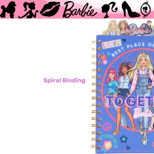 Barbie Tab Journal Notebook, Spiral Bound, 96 Lined Pages, 8 x 7 inches, Purple - style: Barbie
