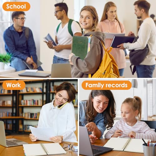 LABUK 5 Subject Notebook College Ruled with Movable Tab Dividers, 300 Pages 8"x10"/B5 Leather Hardcover Spiral Notebook, 100GSM Thick Journal Notebooks for Work, School, Green - color: 3-green