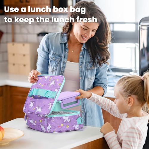 JOOPETALK Bento Lunch Box Set for Kids with 9oz Soup Thermo, Insulated Lunch Bag,Leak-proof BPA-free Lunch Food Container with 3-4 Conpartments for School Travel-Blue