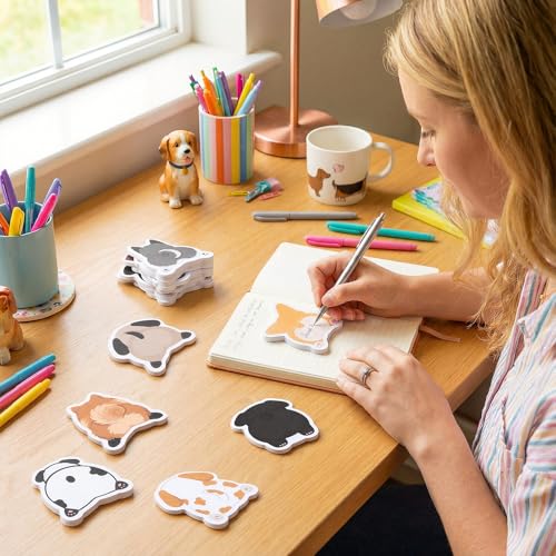 Yinder 24 Pads Cute Sticky Notes Fun Kawaii Dog Sticky Notes Pads Bulk Cartoon Memo Self Adhesive Gift for Valentines Veterinary Office School Tab Party Supplies - style: Cute Dog