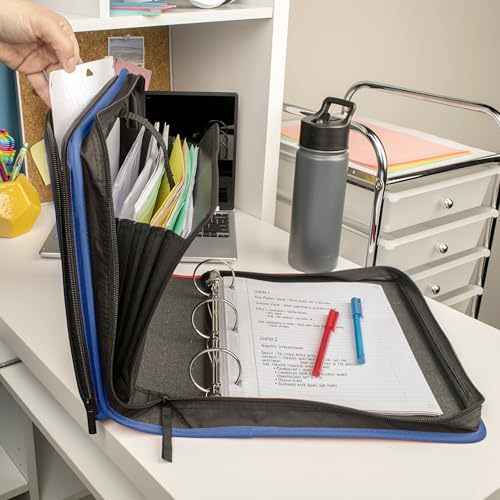 Five Star Zipper Binder, 2 Inch 3-Ring Binder with Round Rings, 5-Tab Expanding File, 380 Sheet Capacity, Cobalt Blue (72534) - color: Blue, size: 2 Inch Zipper Binder