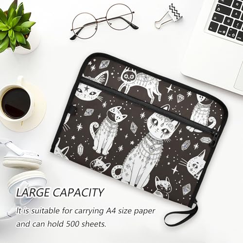 Witch's Cat Expanding Accordion File Folder with 13 Pockets and Zipper Closure - color: Witch's Cat