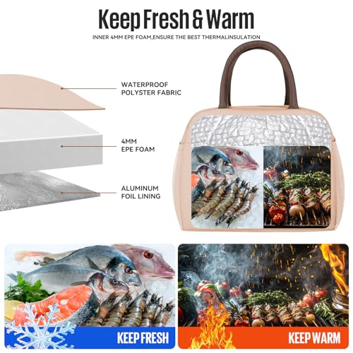 douyadady Lunch Bag&Box Women/Men Insulated&Reusable | Spacious Lightweight Waterproof Sturdy Durable Great Value For Office Work School Picnic Travel - color: Beige
