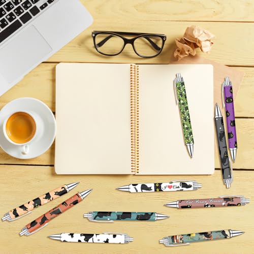 Idealmuzik Black Cat Ballpoint Pens Set – Cute Aesthetic Cat Design Pens for Office, Journaling, and Stationery Lovers – Smooth Writing Pens for Daily Use, Notes, or Gifts – Stylish & Fun, 10 Pack - style: Black Cat