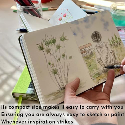 tumuarta Square Watercolor Journal, 8.25x8.25”, 140 LB, 300 GSM, Cotton Paper, Cold Press, 24 Sheets, 48 Pages, Watercolor Paper Sketchbooks for Use As Travel Mixed Media Pads On The Go (Blue) - color: Blue