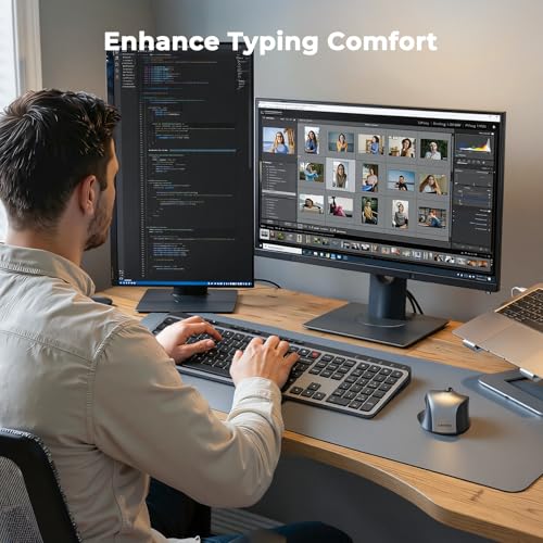 MEETION New Wireless Bluetooth Keyboard and Mouse, Dual Bluetooth and USB Full Size Rechargeable Keyboard with 4 DPI Ergonomic Mouse for Laptop/PC/Computer/iPad, Mac/Windows, C9990 Black Gray - color: Full Size Black