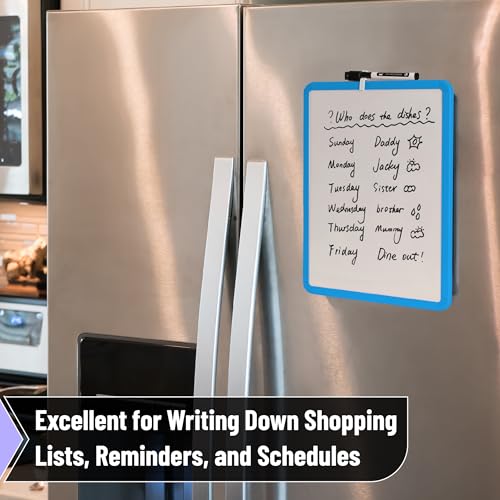 Mr. Pen- Dry Erase Board, 14” x 11” with a Black Dry Erase Marker | Blue Frame, Small Mini White Board for Students, Fridge, Wall, Locker, Includes Double Sided Tapes - color: Blue 2
