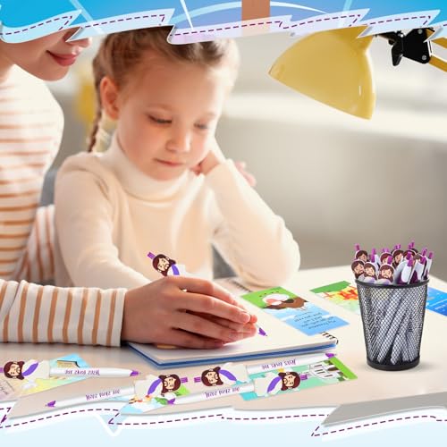 CroBlissful 48 Pcs Jesus Pens Bulk Christian Gift for Kid Jesus Loves You Sunday School Prize Religious Easter Gift Bible Verse Ballpoint Pen with Bookmarks for Catholic Easter(Retro Style) - style: Retro Style