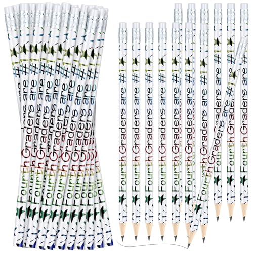 Tenceur 24 Pcs 4th Graders Pencils Bulk Motivational Pencils with Erasers Inspirational Pencil with Back to School Supplies for Kids Student Teacher Classroom Reward - style: 4th Graders