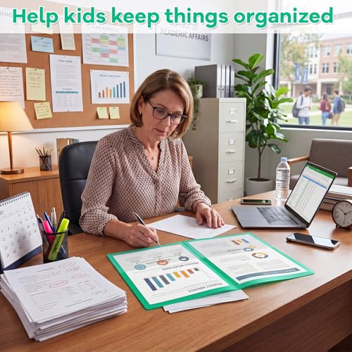 Henoyso 100 Pcs Folders Take Home Heavy Duty 2 Pocket Homework Folder for Students Parent Teacher Communication, 11.8 x 9.45 Inch(Green) - color: Green