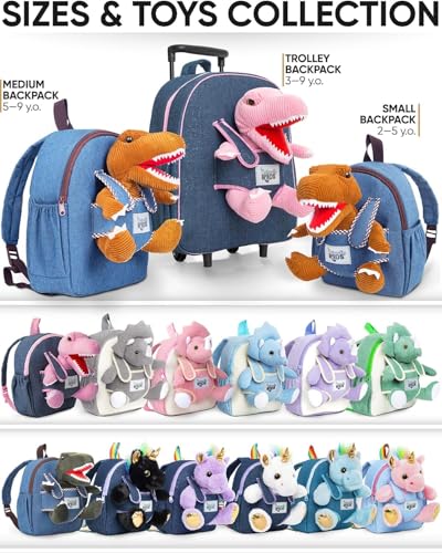 Naturally KIDS 【Upgraded】 Toddler Backpack with Detachable Dinosaur Toy for Boys | Side & Inner Pockets, Reflective Logo | Dinosaur Backpack for Kids 3-5 - color: 04 Dinosaur Trex, style: Small