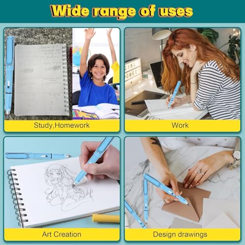 XIUSHE 8PCS Blue Infinity Forever Pencils for Writing-0.7mm Infinite Everlasting Metal Inkless Pencils Set,Technology Magic Writing Pencil For School Office Professional Use (Blue,8) - style: Blue,8