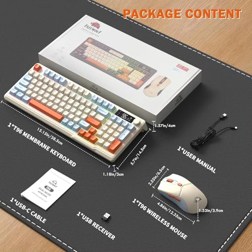 ZIYOU LANG T96 Wireless Gaming Keyboard and Mouse Combo,Dual Bluetooth/2.4G RGB Backlit Mechanical Feeling Keyboard with Smart Display & Knob,4000 DPI Gaming Mouse for PC Laptop Mac Wins-Blueberry - color: Blueberry