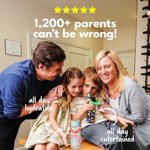 Elemental Leak Proof Water Bottles for Kids - Splash Kids Water Bottle for School with Pop-it Handle - BPA Free Tritan Plastic Reusable Water Bottle with Straw - Rainbow Heart - 18oz - color: Rainbow Heart