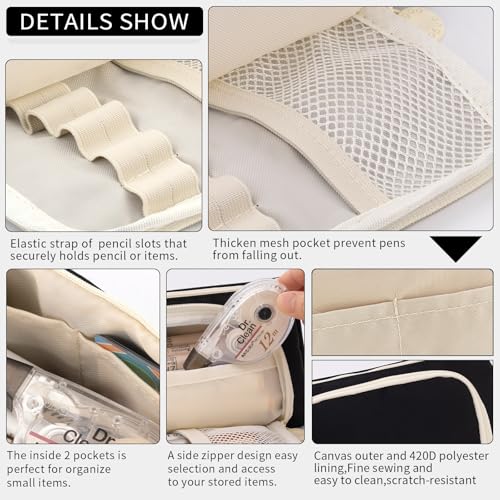 EASTHILL Big Capacity Pencil Case Pouch Pen Case Simple Stationery Bag School College Office Organizer for Teens Girls Adults Student - color: XWK Black