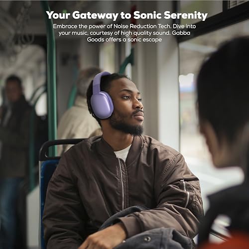 Gabba Goods Wireless Over Ear Bluetooth Headphones with Microphone - Wireless Headset -Noise Reduction - Bluetooth, Wired,Built in Micro SD for Travel, Home, Work TV,PC,Gaming,Cellphone (Lavender) - color: Lavender