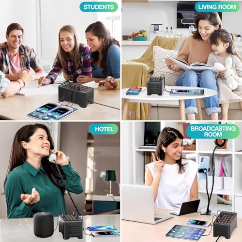 Charging Station for Multiple Devices,125W 25 Ports Multi USB Charger Stations for iPhone, Cell Phone, iPad, Tablet, Apple Watch and Other Electronic, Multiple USB Power Charging Dock for Home Family