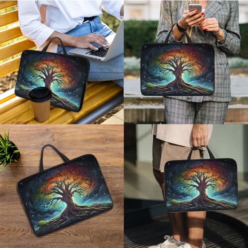 Laptop Sleeve Bag with Handle Computer Protective Soft Cover Case for 14 Inch 13 Inch Laptop,Galaxy Art Tree - color: Galaxy Art Tree