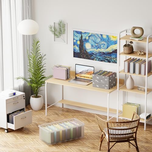 Plastic 2" Expandable Extra Capacity Hanging File Folder Letter Size | Heavy Duty File Folder with Tabs,Reinforced Job File Cabinet Folders,12 Pack Pastel Hang Folder for File Box Drawers Frame - size: 2" Expansion