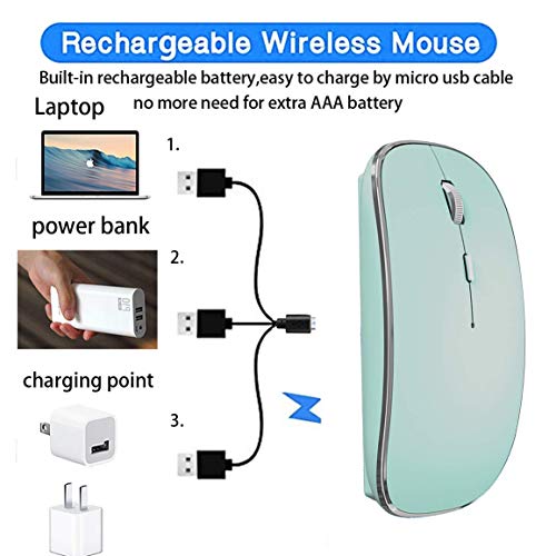 Rechargeable Bluetooth Mouse Wireless Bluetooth Mouse for iPad pro iPad Air Mac MacBook Pro MacBook Air Laptop Chromebook Windows HP DELL (Blue) - color: BLUE