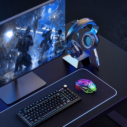 VersionTECH. Wireless Gaming Mouse, Rechargeable Computer Mouse Mice with Colorful LED Lights, Silent Click, 2.4G USB Nano Receiver, 3 Level DPI for PC Gamer Laptop Desktop Chromebook Mac-Black - color: Black