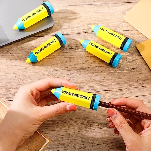 Ctosree 50 Pcs Pencils Shaped Sharpeners Bulk You Are Awesome Manual Colored Portable Sharpener with Lid