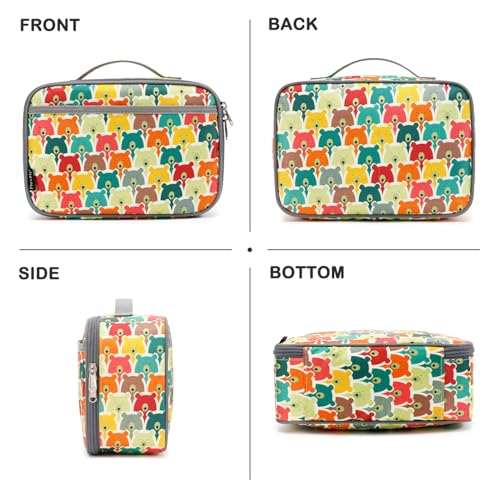 FlowFly Kids Lunch box Insulated Soft Bag Mini Cooler Back to School Thermal Meal Tote Kit for Girls, Boys, Bear - color: Bear