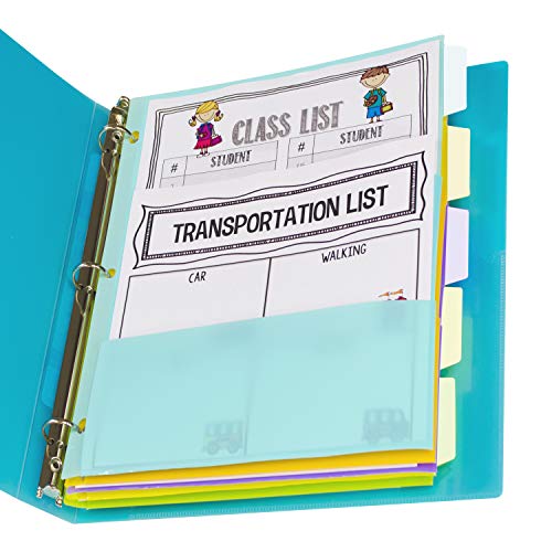 C-Line Index Dividers with Multi-Pockets, 5-Tab, 11.5 X 10, Assorted, 1 Set - size: 8.5" x 11" (A4)