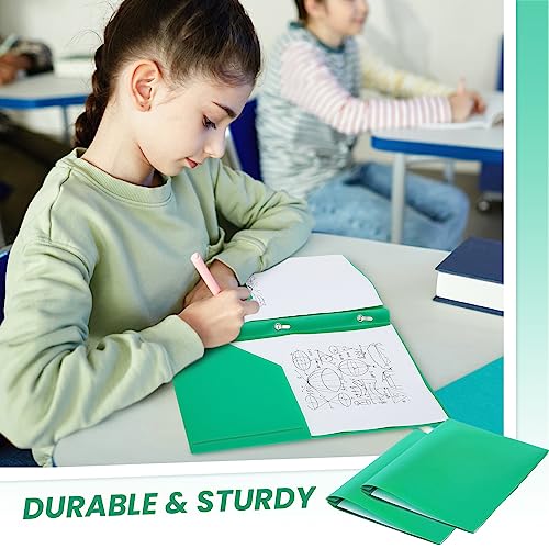 Yeaqee 300 Pack Plastic Folders with Prongs Heavy Duty Plastic 2 Pocket Folder with 3 Prongs, Business Card Slot for Back to School Office Home 11.6 x 9.5 Inch (Green) - color: Green