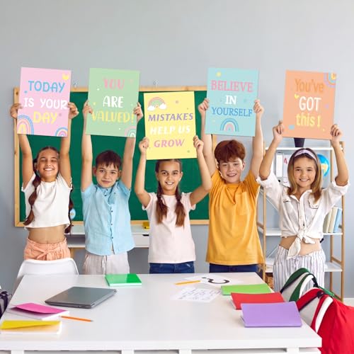 6 Pack Pastel Inspirational Quotes Book Cover Stretchable Reusable Jumbo Book Covers Protector for Textbook Hardcover Books up to 9 x 11 in Fabric Books Sox Back to Supplies - color: Pastel