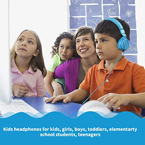 ONTA Kids Headphones for Boys Girls - Child Student Headset Wired Plug Toddler Earphones School Teen on Ear for Ipad | Computer | Smart Phone | Amazon Fire Tablet | Laptop | Plane Travel | Game, Blue - color: Blue