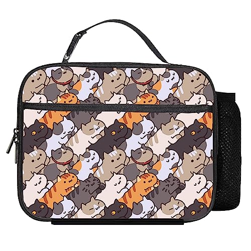 Cat Lunch Bag Reusable Insulated Lunch Box Keep Food Cooler Thermal Lunch Tote for Women Men - color: Cat