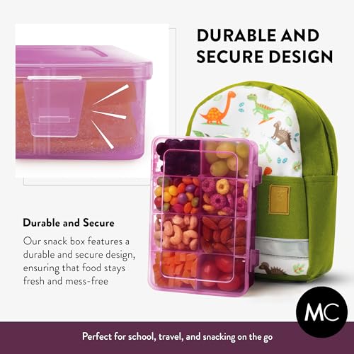 Snack Box Containers Set of 2-Reusable,100 Dissolvable Labels, 8 Adjustable Compartments, Dishwasher Safe, BPA-Free, Meal Prep Container, PARENT TESTED PARENT APPROVED AWARD (2 Pack) (Purple) - color: Purple, size: Small