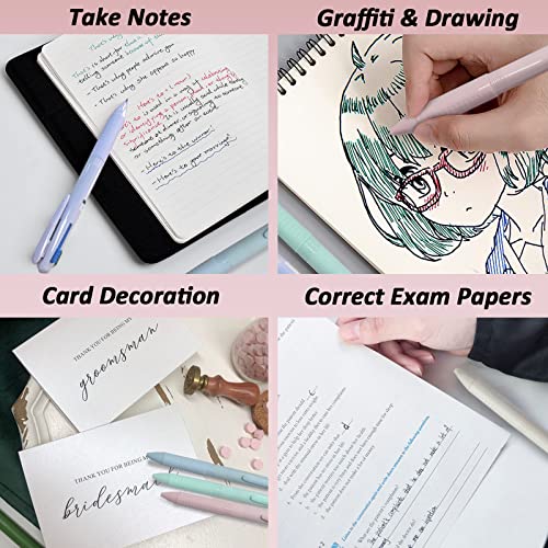 Pack of 12 Multicoloured Ballpoint Pens, 4-in-1 Retractable Multicoloured Pen, Smooth 0.5 mm Pen Multipack for Office, School Supplies, Students, Children, Gift