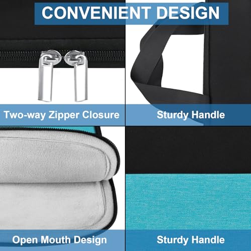 Laptop Sleeve Bag 15.6 inch, Travel Laptop Case Handbag Shockproof Protective Computer Cover Carrying Bag Briefcase for 15" 15.6" HP Asus Acer Dell Lenovo Laptop Notebook Ultrabook, (Black/Sky blue) - color: Black/Sky Blue, size: 15.6 inch