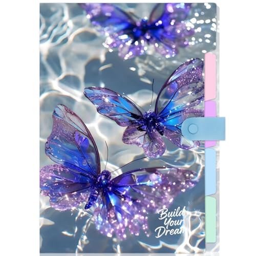 Cute Expanding File Folder - 5 Pockets Accordion Document Organizer, Waterproof Poly Plastic, A4/Letter Size for School Office Home - Butterfly Purple - style: Butterfly Purple
