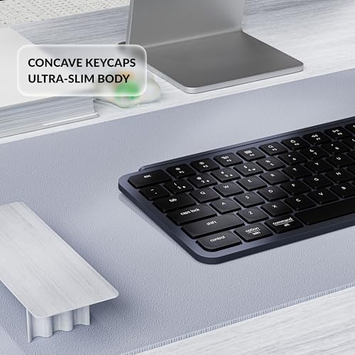 Keychron Ultra-Slim B2 Pro Bluetooth Keyboard 2.4 GHz Wireless Lightweight 96% Launcher Support with Numeric Keypad Compatible for Mac Windows Linux - Space Gray - color: Space Gray