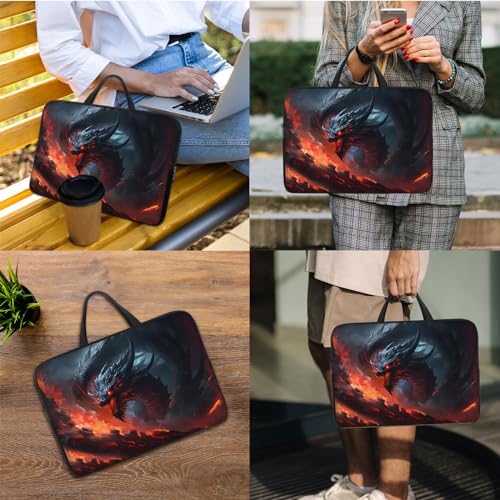 Laptop Sleeve Bag with Handle Computer Protective Soft Cover Case for 14 Inch 13 Inch Laptop,Fire Dragon - color: Fire Dragon
