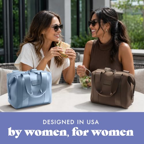 Fit & Fresh Remi Lunch Bag for Women Work – Neoprene Lunch Tote with Containers & Ice Pack, Reusable Meal Prep Lunch Box, Large Capacity, Machine Washable, Slate - color: Blue