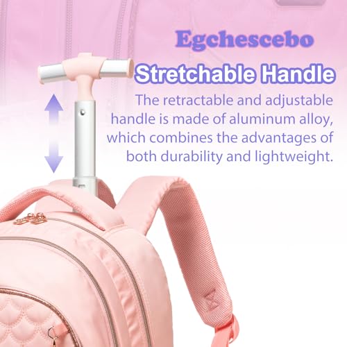Kids Rolling Backpack for Girls Trolley Suitcases Luggage Travel with Wheels Bookbag Wheeled 17" 3PCS Roller Backpacks Toddler Back Pack School Bags Set for Elementary Mermaids Pink - color: 5225-yuweiba-pink