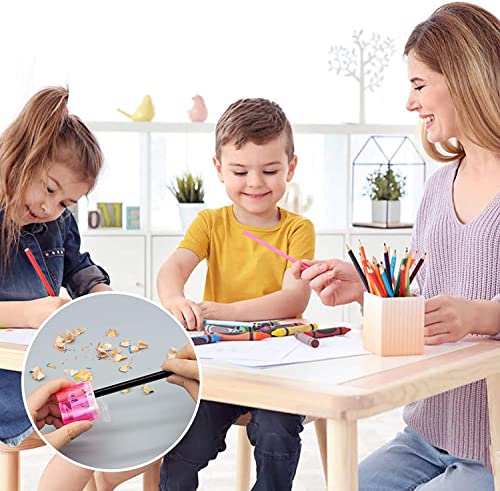 KIDMEN 24 PCS 2 Holes Small Manual Pencil Sharpener with Lid,for Kids,School - style: 24Pack Pencil Sharpener