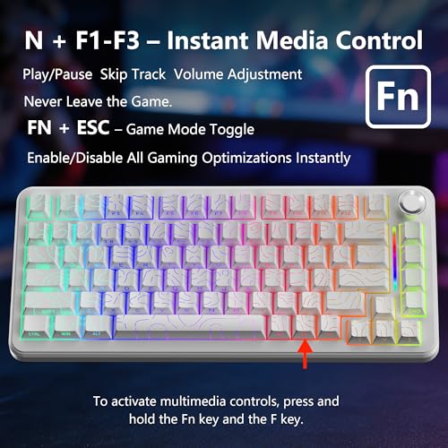 CORE V1 RGB Mechanical Keyboard, 82 Keys Tri-Mode Wireless - color: Contour White