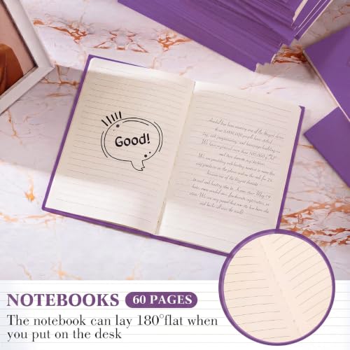 Mimorou 100 Pcs Journals Notebooks Bulk - Kraft Softcover A5 Small Notebooks 5.5 Inch x 8.3 Inch Notepads with 60 Page 30 Sheet for Writing Sketch Travel Office Supplies(Purple,Lined) - color: Purple, style: Lined