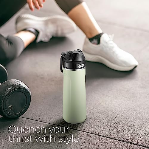 SipX™ Premium Stainless Steel Water Bottle with Straw Lid 18 oz (532 mL). Triple Insulated, Leakproof, BPA-Free – Slim, Durable Bottle for School, Gym, Office – Green - color: Green