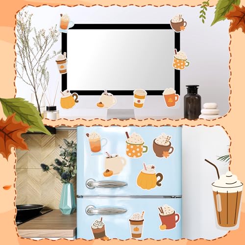 Xqumoi 30 Pack Fall Coffee Cup Sticky Notes - Autumn Maple Leaf Pumpkin Self Sticky Writing Memo Pads for Latte Lover Office School Class Student Kids Gift Thanksgiving Party Favors Goodies Bag Filler - style: Fall (Coffee Cup)