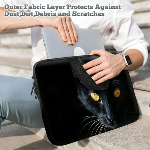 Laptop Sleeve Case Bag 15 inch, Black Cat with Golden Eyes Slim Carrying Case Durable Handbag Travel Laptop Bag for 15 inch MacBook Air M3/M2/15 Pro/Surface Laptop 7/6/5/4/3/ Dell XPS 15 Plus - color: Black Cat With Golden Eyes, size: 15 Inch