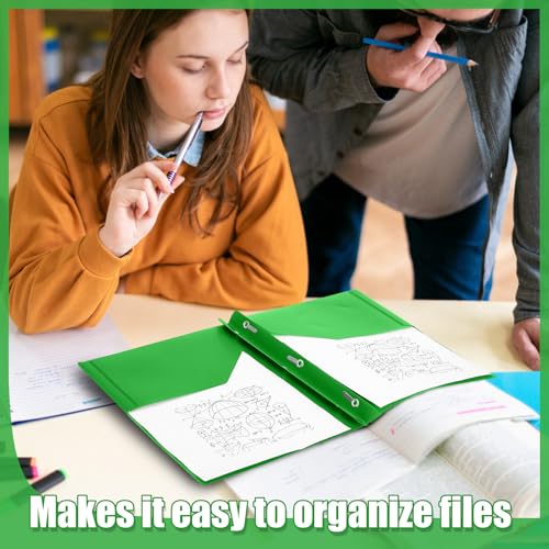 Lincia 100 Pcs Plastic Folders with Pockets and Prong Folders with Prongs 2 Pockets for Office, School for Students, Teachers, Office Workers (Fruit Green) - color: Fruit Green